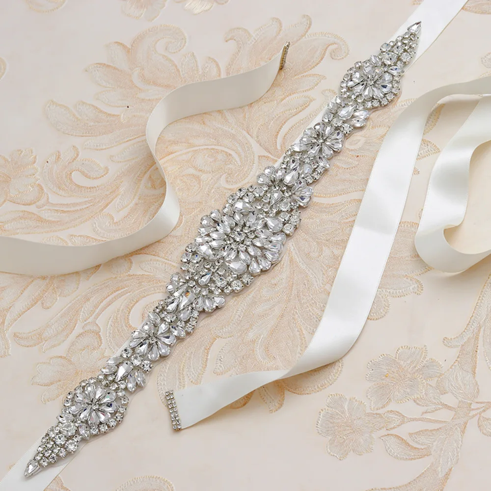 Luxury Mixed Styles Rhinestone Bridal Sash Belt Dress Accessories Silver Crystal Wedding Belts For Party
