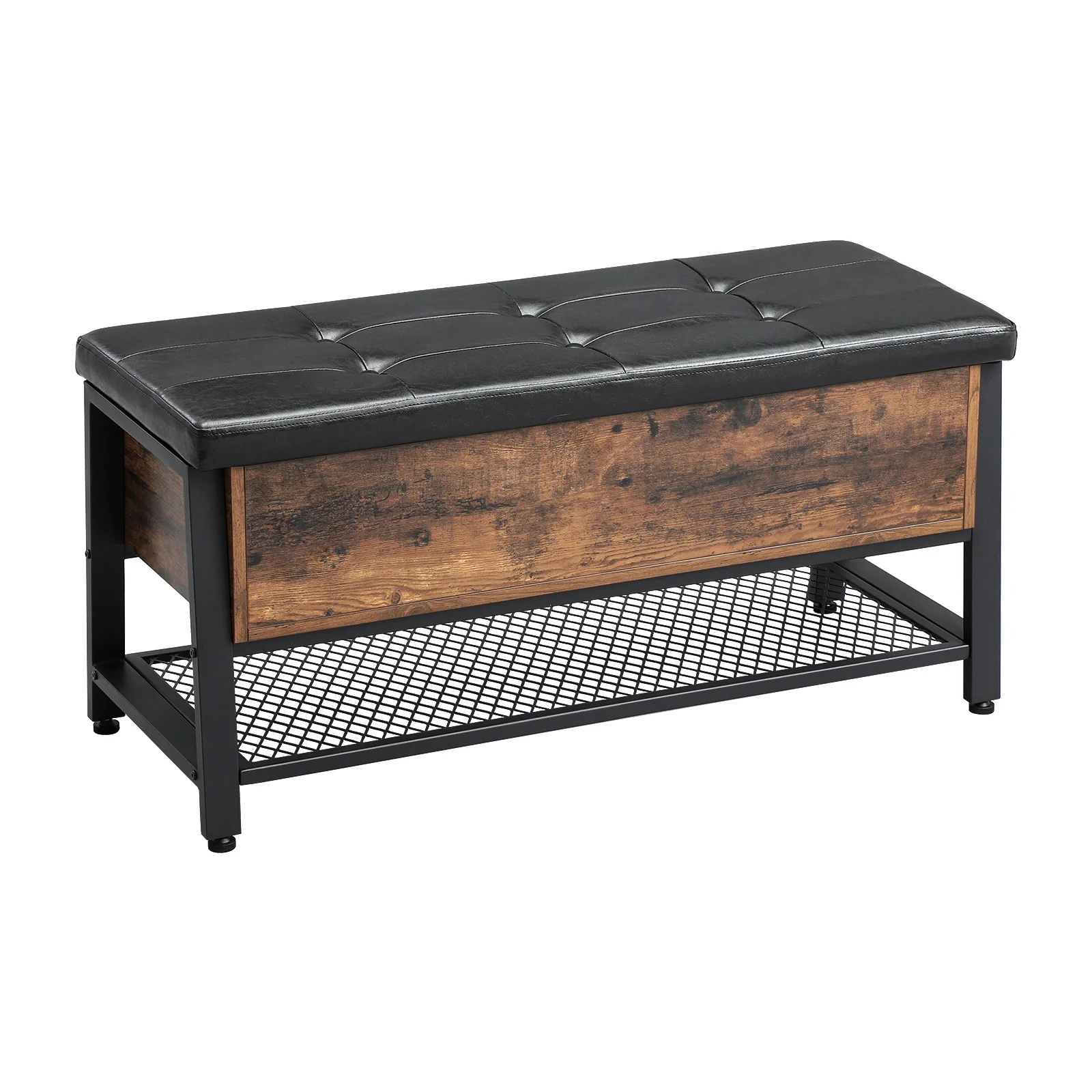 Shoe Bench with Padded Seat and Metal Shelf, Multifunctional Seat Chest, Hallway Living Room, Sturdy Metal Frame ULSB47BX