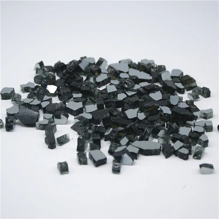 1/2' black broken glass fire pit tempered glass