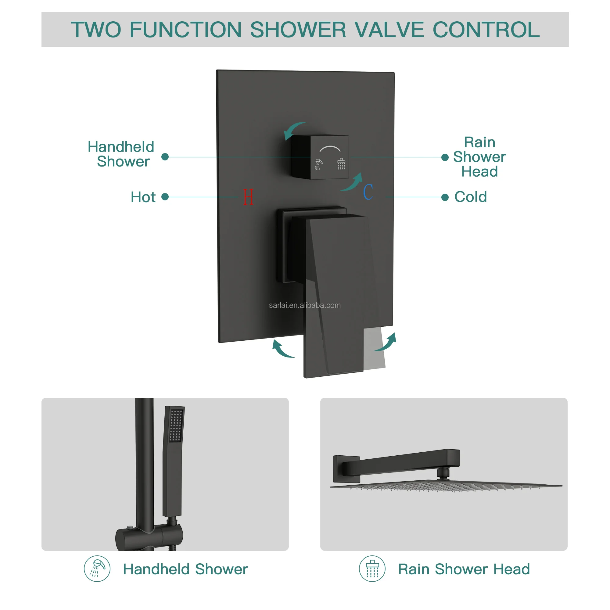 Black Rain-Shaped Shower Set Luxury Shower Rain Heads Showers Multifunction Set
