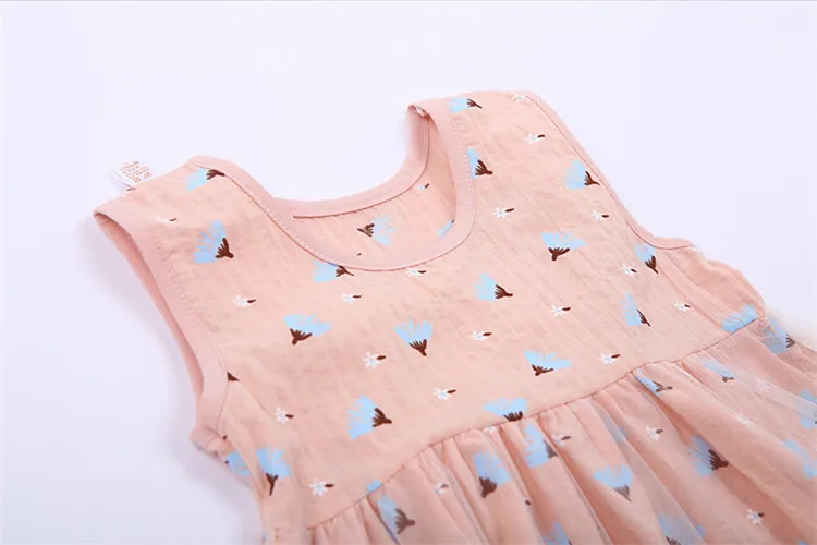 Online Store Girls Clothes Dresses Summer 4 Years Cotton Manufacturer Lace for Kids Children Medium Sunny Sleeveless Printed 200