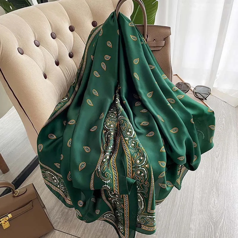 90*180cm New Imitated Silk Satin Dot pattern print scarf long Shawl Scarf