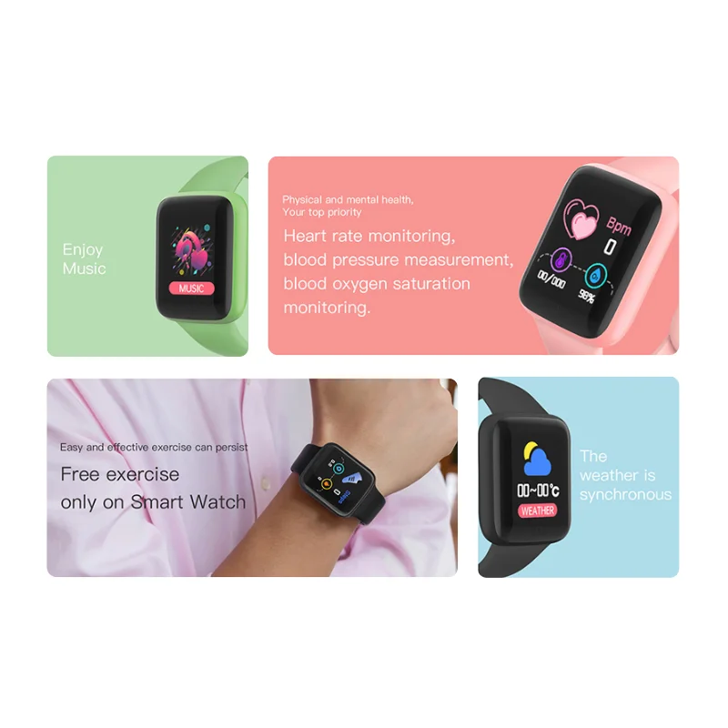 Macron Smart Watch D20 Wristbands Fitness Sport Smart Bracelet Waterproof Smartwatch 1.44 Inch Screen D20S Y68 Watch