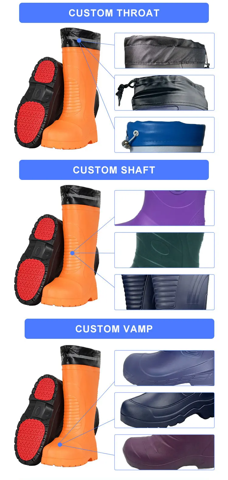 Black anti-skid oil-proof and acid-resistant cold storage room chefs safety Canteen water restaurant tall EVA rain boots