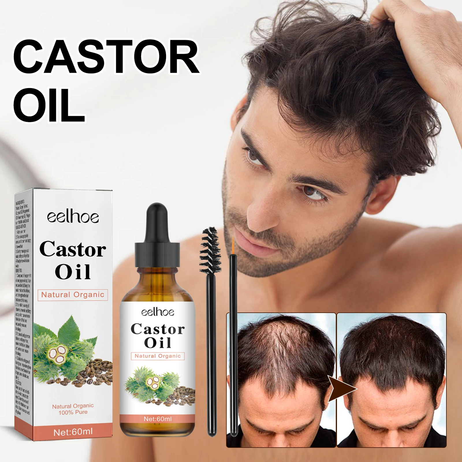 EELHOE Organic Castor Oil Natural Formula Castor Oil Strengthening Pressing Black Castor Oil