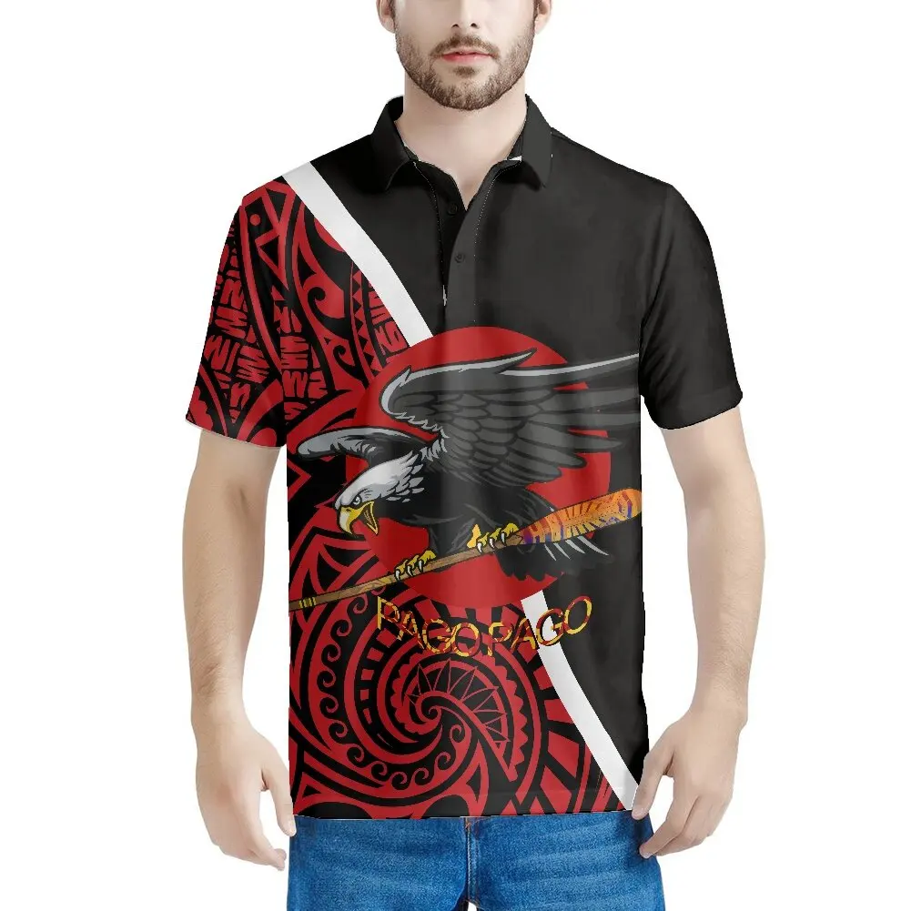 Custom Samoa tattoo and Eagle design cool summer men classic high quality fashion comfort plus-size custom POLO short sleeves
