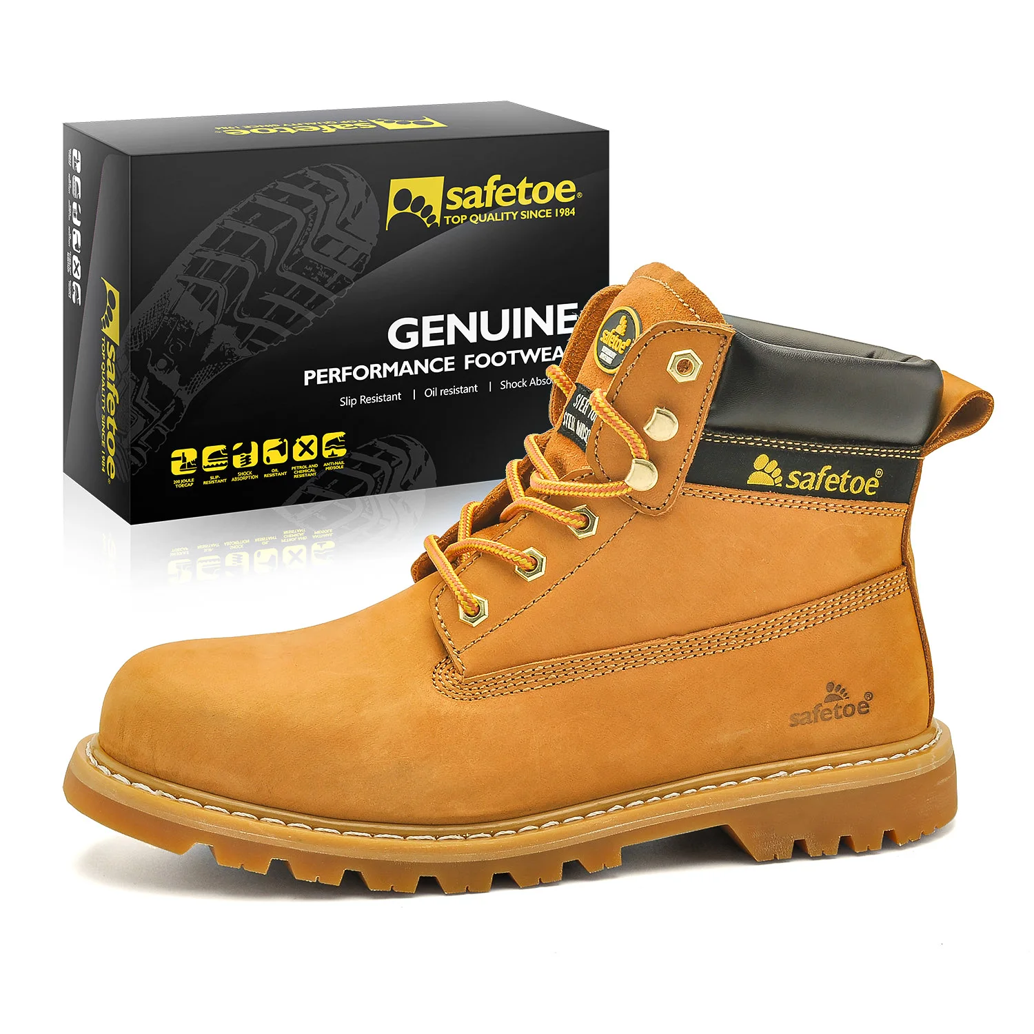 Safetoe Cow Nubuck Leather Safty Boot Goodyear Welted Rubber Sole Work Safety Boot