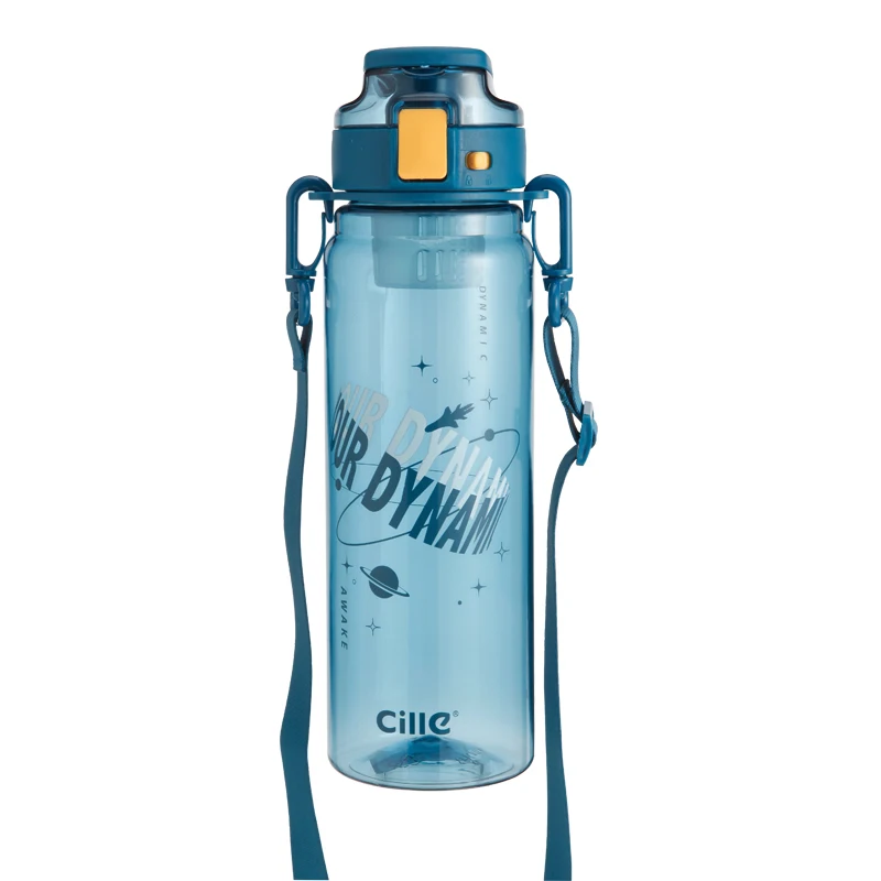 Cille personalised large capacity bpa free portable transparent eco friendly gym plastic water bottle with measurement