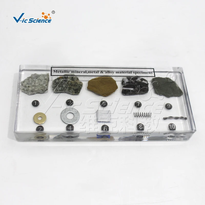 Embedded specimens of metallic minerals metals and alloys model for school education mineral specimens