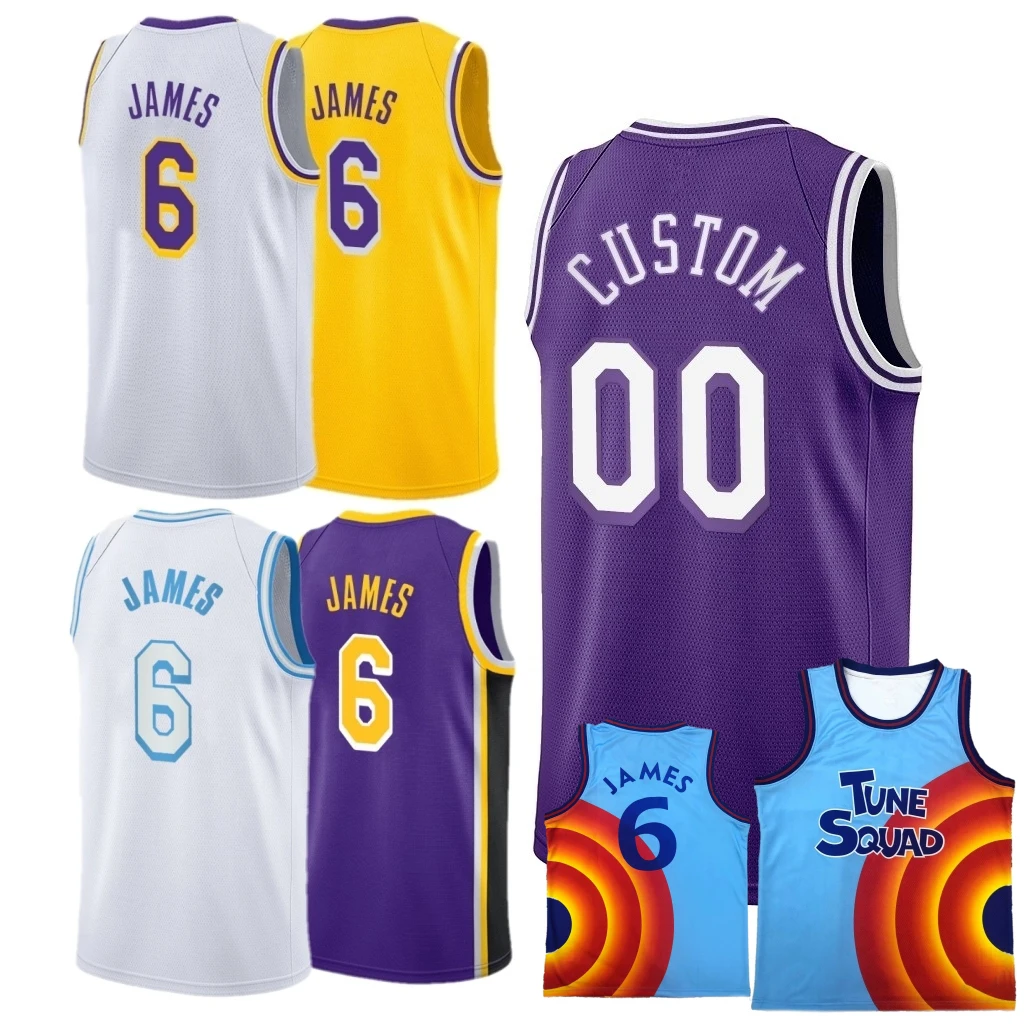 Оптовая продажа #6 LA Laker рубашка Джерси мужская баскетбольная форма отряд мелодии