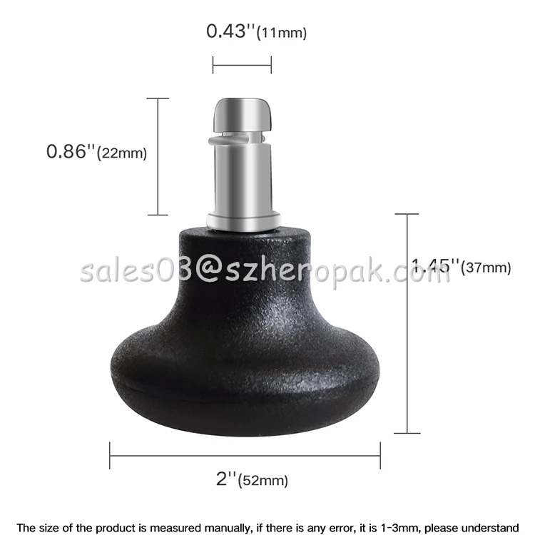 US Stock Set of 5 Pieces Black Bell Glides Replacement Office Chair Wheels Stopper Office Chair Swivel Caster Wheels