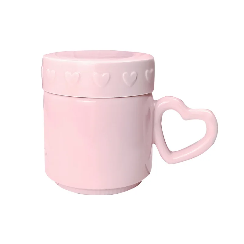 Wholesale Creative Heart Shape Ceramic Coffee Cups Irregular Ceramic Mug with Handle