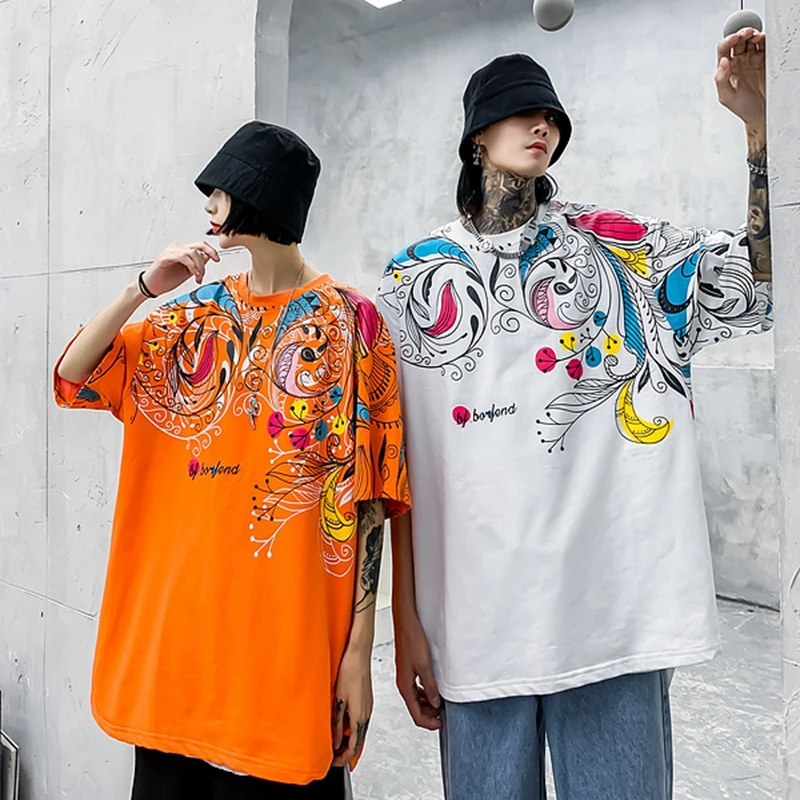 
2020 New Arrival Fashion Ethnic Pattern Printing Ladies Round Neck T Shirt Ladies New Design T Shirt Fashion Lover T Shirts 