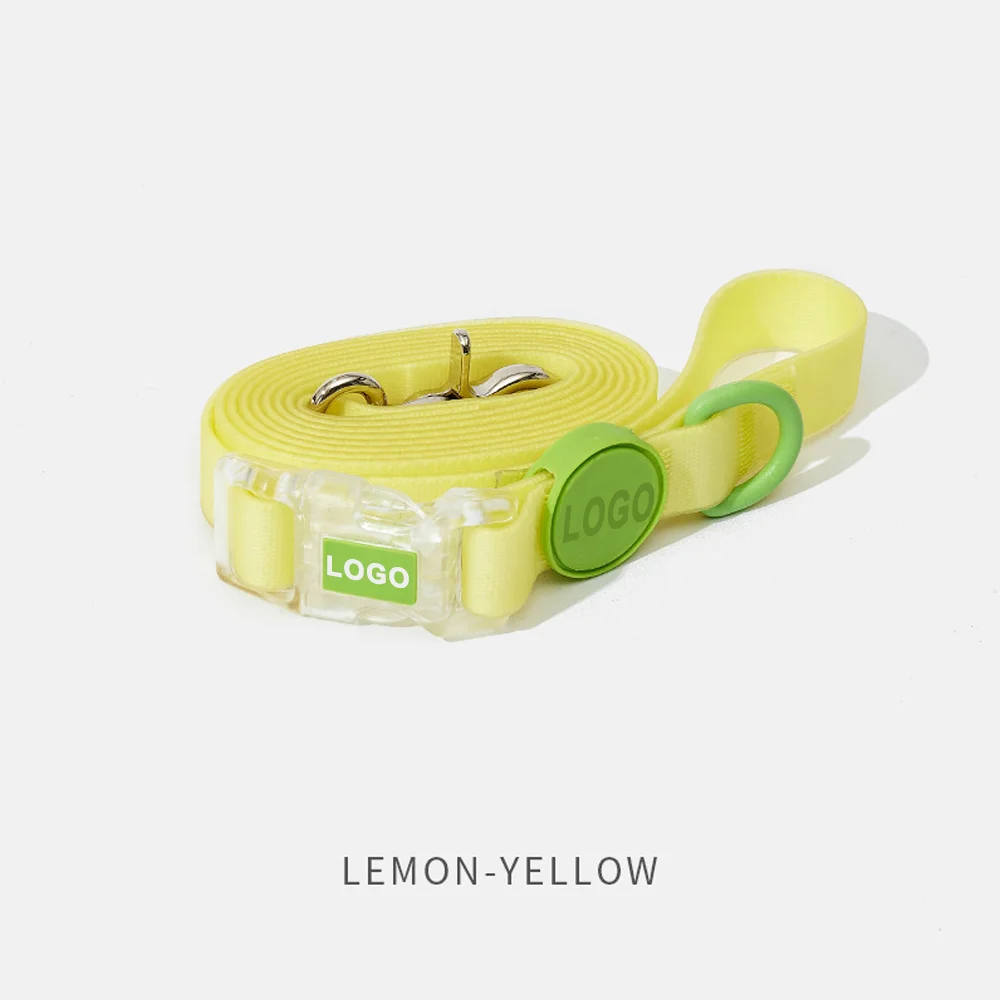 Custom Luxury Durable Rubber Silicone Coated Webbing Pet Long Lead Custom PVC Waterproof Dog Leash Collar Set