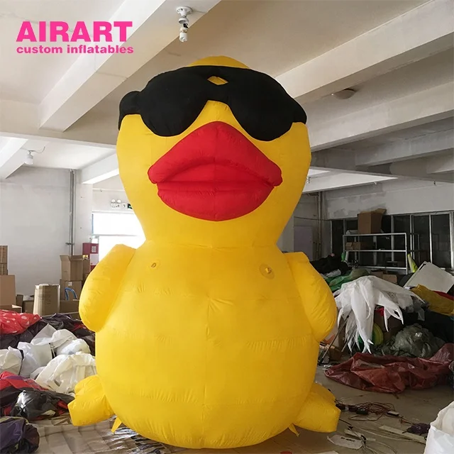 Factory Price Animal Model Inflatable Duck, Red Hat Decorated Inflatable Yellow Duck Cartoon
