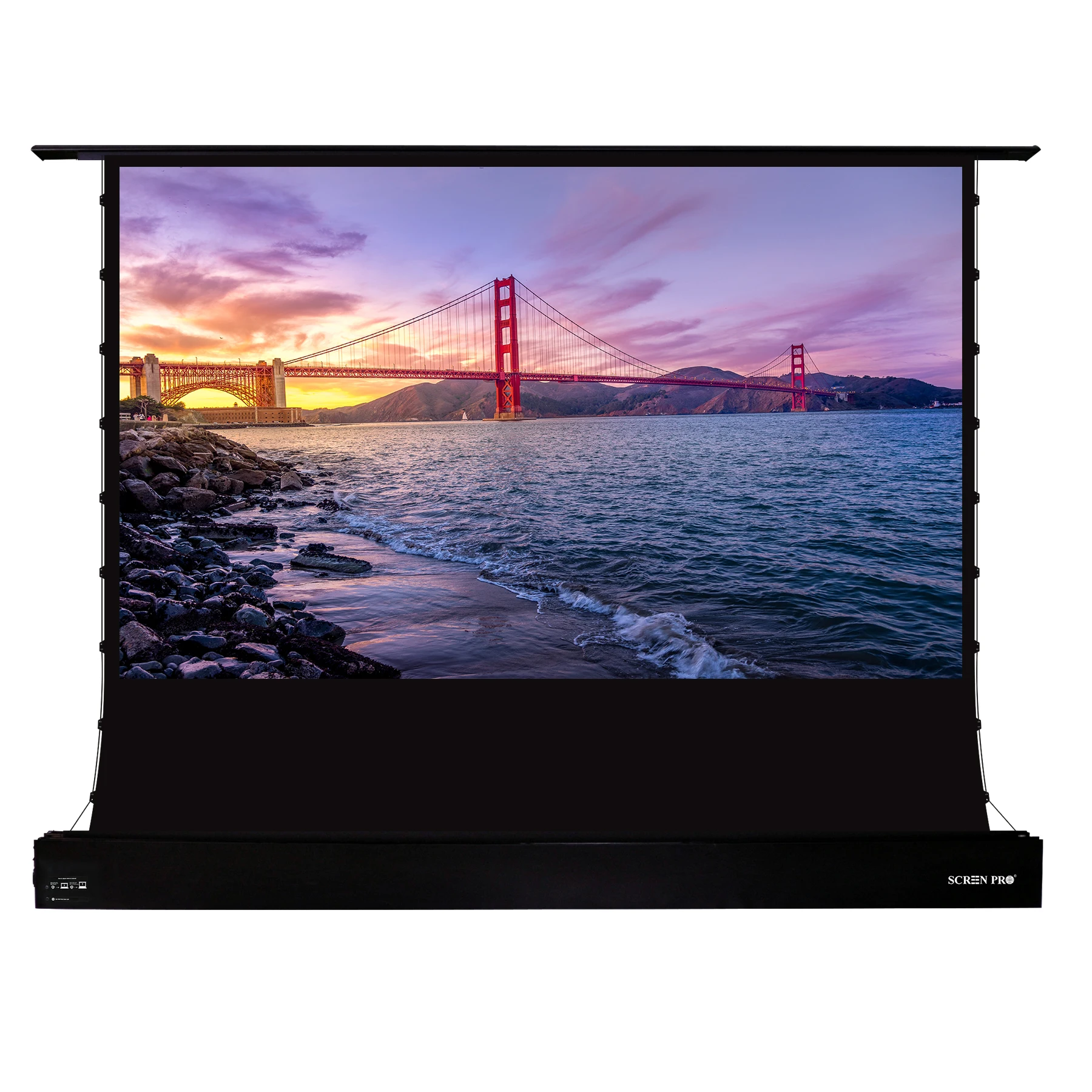 SCREENPRO New Generation 106 inch alr projector screen motorized floor screen for UST Laser Projector 4k HD home cinema screen