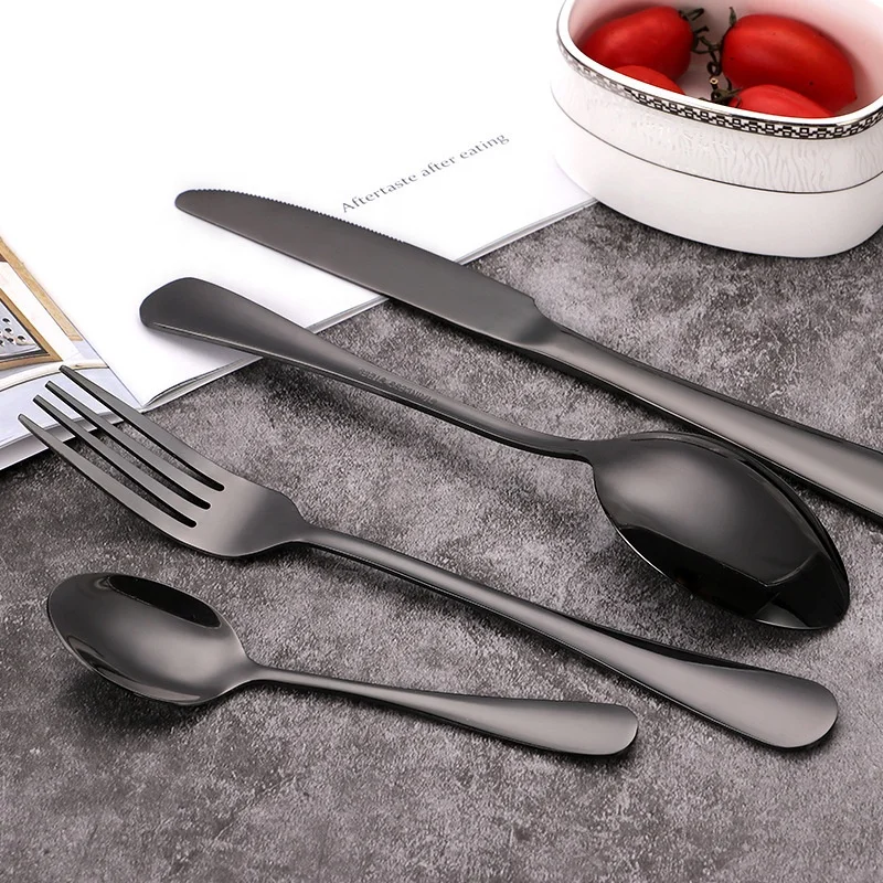
Low MOQ and hotel flatware 4 pcs stainless steel cutlery, gold knife fork and spoon 