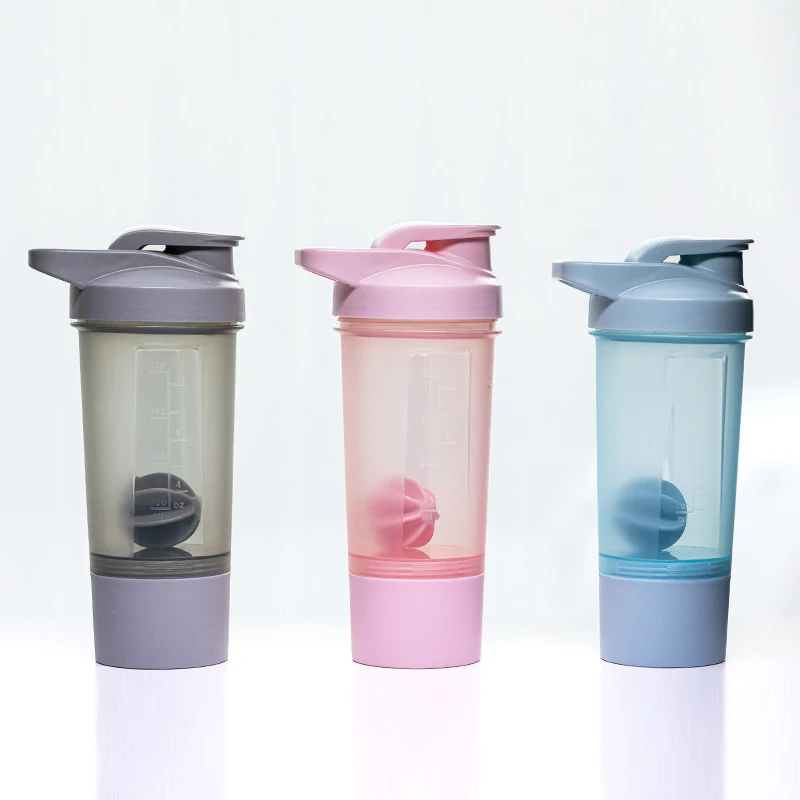 Cheap Promotional Business Gift 500ml 2 in 1 Purple Bpa Free Plastic Fitness Gym Shaker Bottle With Protein Container