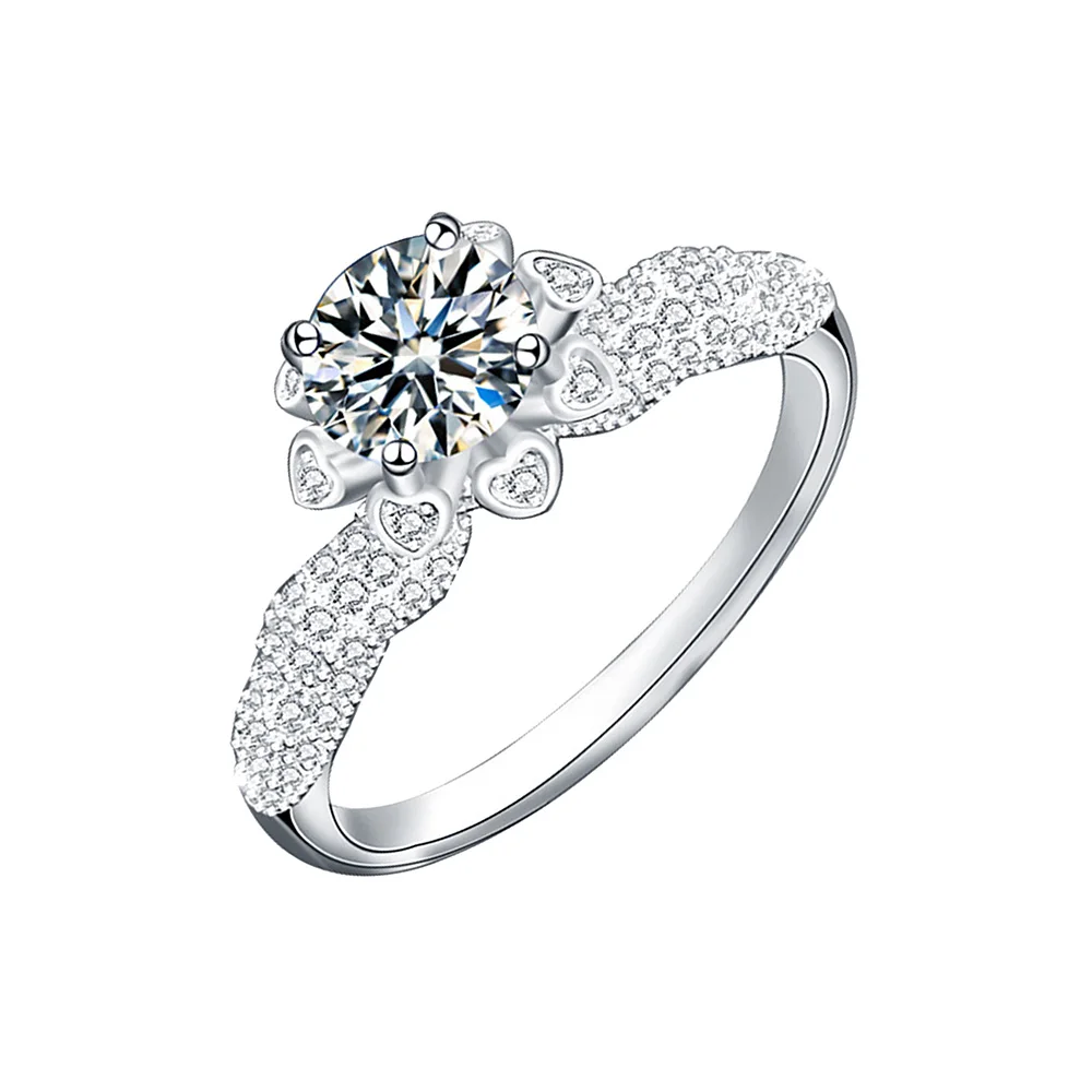 Panic Buying High Quality Wedding Jewelry 1ct Moissanite 925 Sterling Silver Women Engagement Ring Diamond