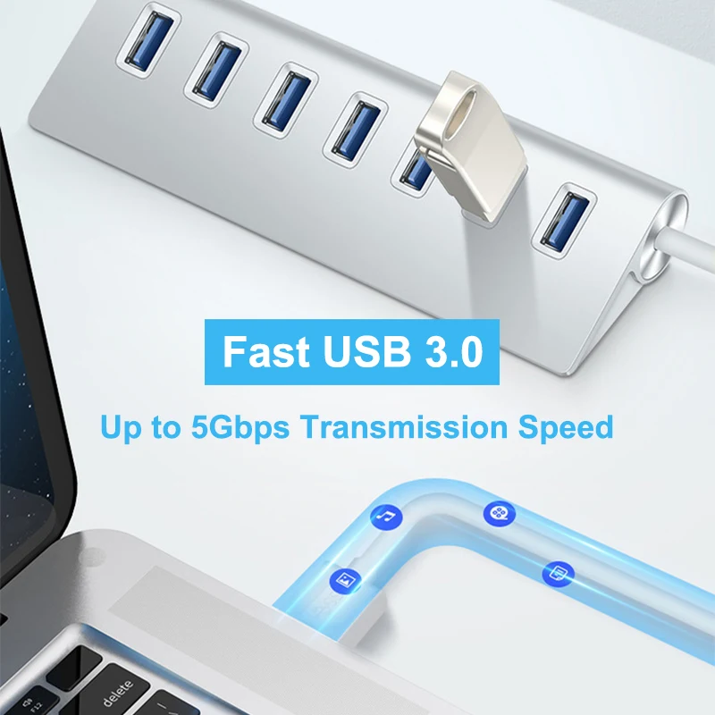  Алюминиевый Высокоскоростной USB-концентратор 3 0 на 5 Гбит/с 7 портами питания адаптер для Macbook