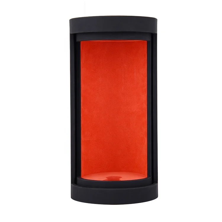 SAMDING box manufacturer rotatable round wood frame leather wine box for one wine bottle