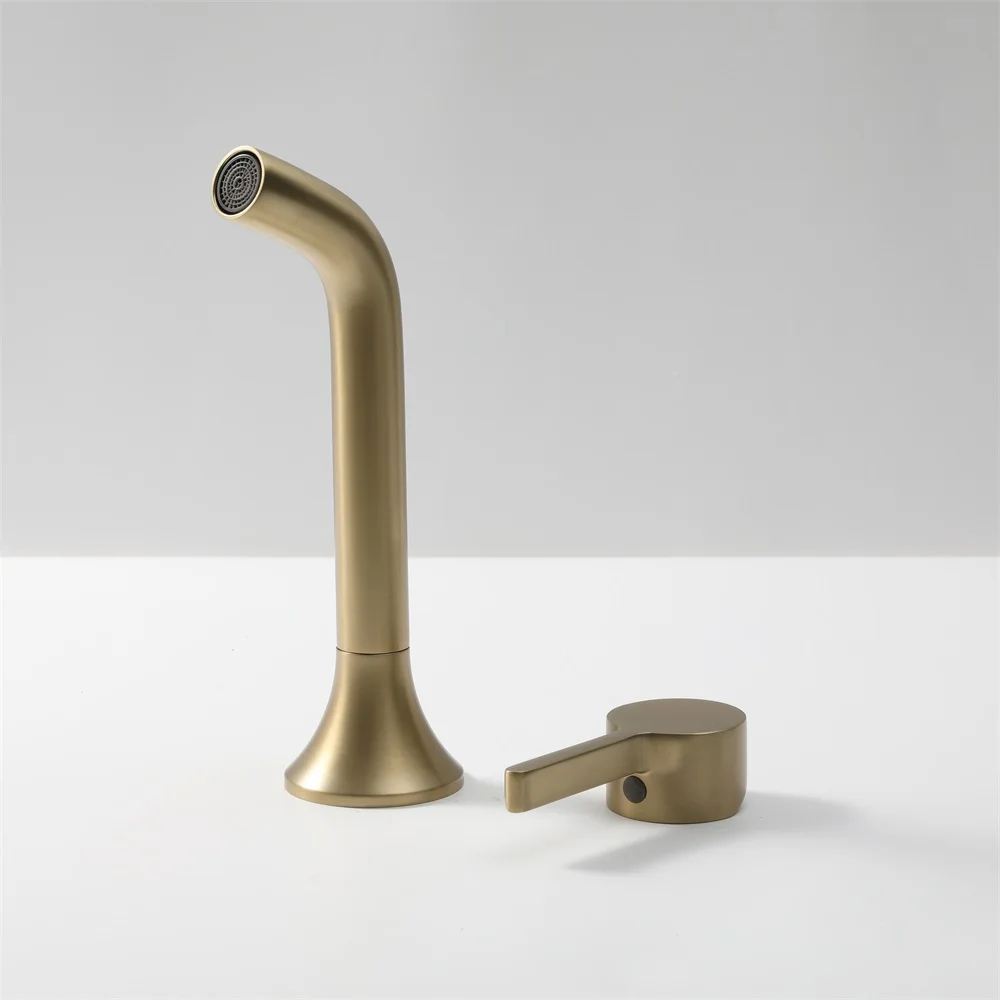 Minimalist Wall-mounted Brass Bathroom Faucet Single Brass Handle Basin Mixer Tap Kitchen Water Tap Sanitary Ware