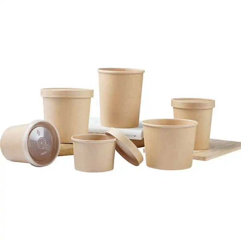 ODM/OEM Embalagem Round White Biodegradable Food Grade Take Away Salad Fast kraft Edible Packaging Manufacturer Suppliers