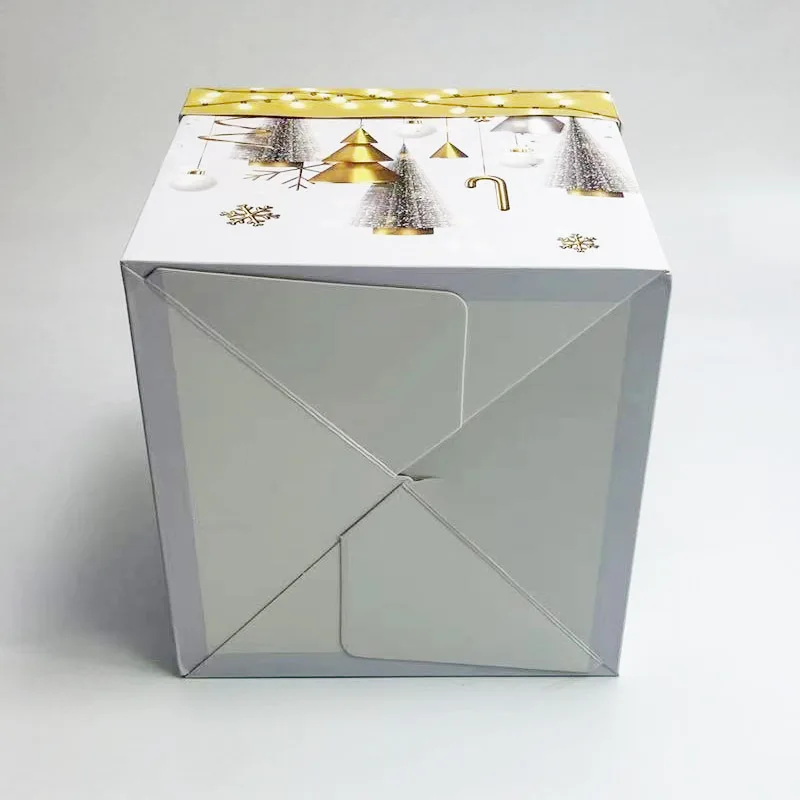 New Design Christmas Treat Gift Wrap Boxes for Holiday Xmas Presents Multi-piece Bronzing Paper Candy Gift Paper Box