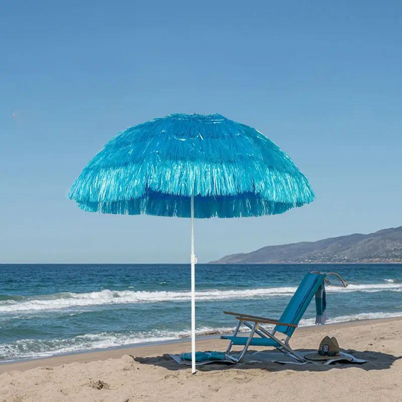 Hot sale popular straw beach umbrella PP grass umbrella outdoor windproof sunshade Hawaiian sun parasol