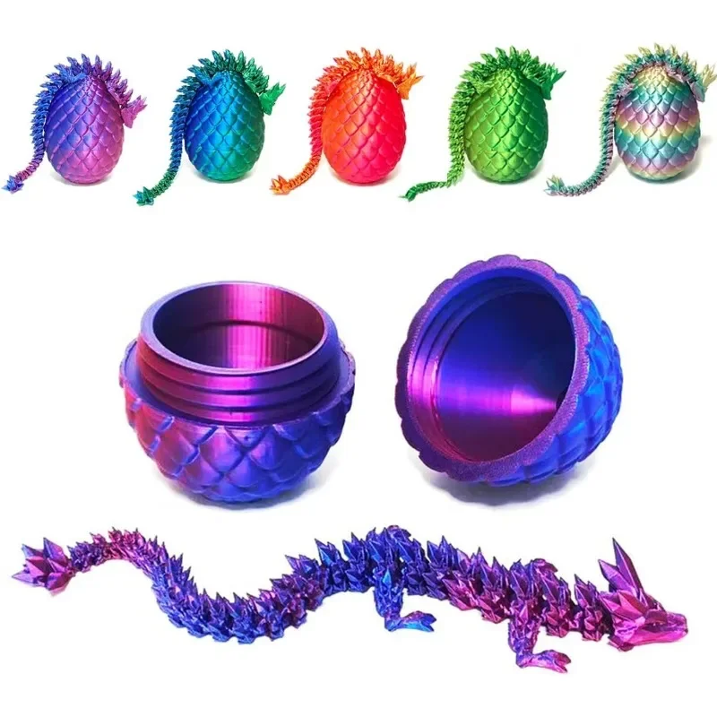 3D Printed Crystal Dragons Egg Full Body Joints That Can Move Dragons Spinner Articulated Toy Decompression Creative Toys