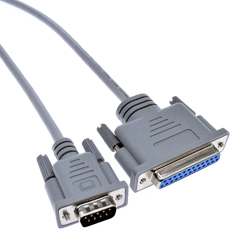 DB25 female to DB9 male Serial RS232 Null Modem Cable