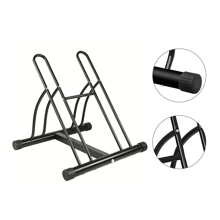 Free standing metal bike racks Two bicycle floor type parking stand  Indoor Floor Vertical Bike Stand Rack
