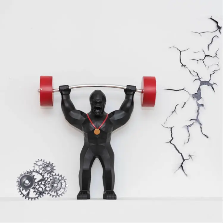 Creative Sports Competition King Kong Figures Home Decor Geometry Figura Gorila 25Cm Weightlifting Resin Gorilla Statue