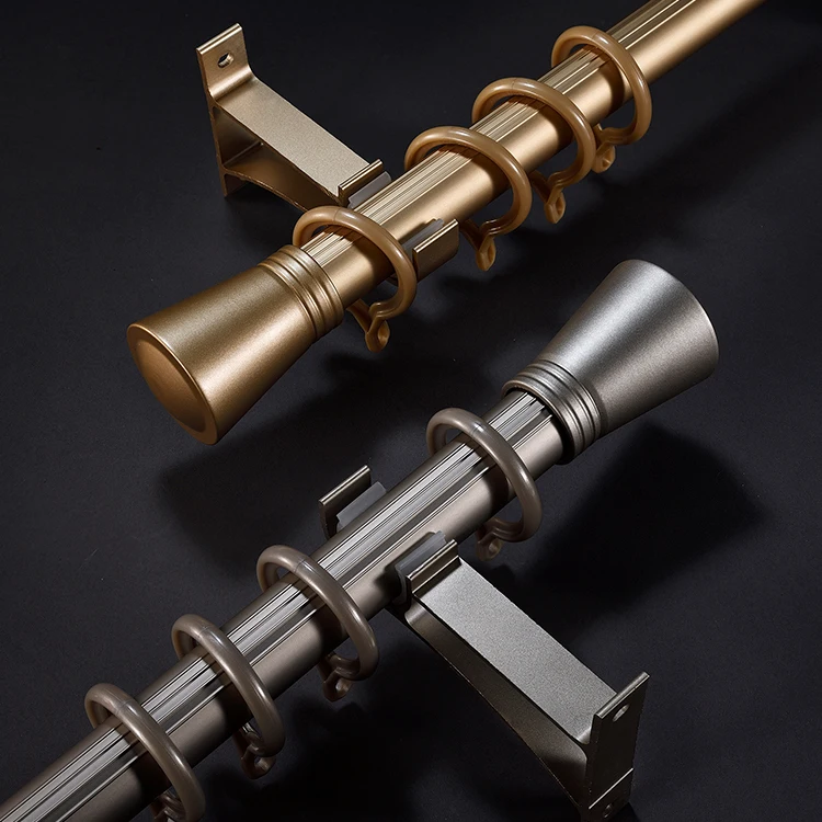 Three-ring Simple Modern Double Curtain Rod Curtain Rod Accessories Curtain Finial