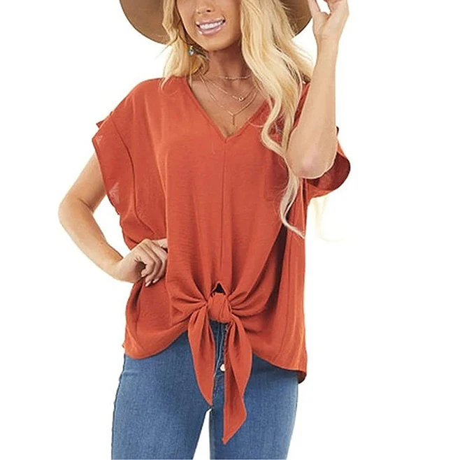 Chinese producer t shirt dress women summer loose fit t shirt femme short-sleeves deep v neck t-shirts woman