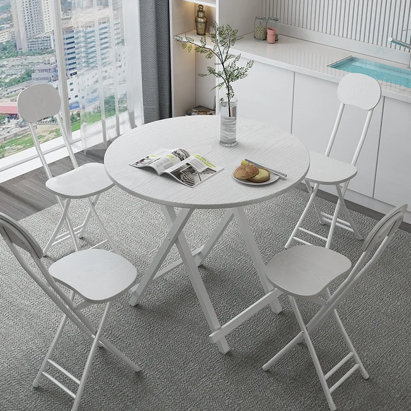 Portable Simple Restaurant Folding Wedding Banquet Dining Furniture Outdoor Round Tables And Chairs Set