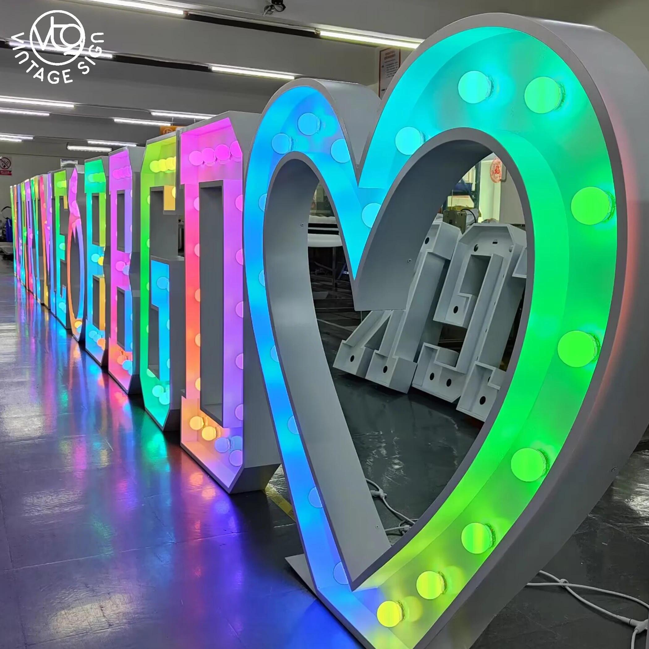 Love Letterst Hole-punch Letter Numbers With Lights Light Up Marquee 4ft Letter With Light Bulbs