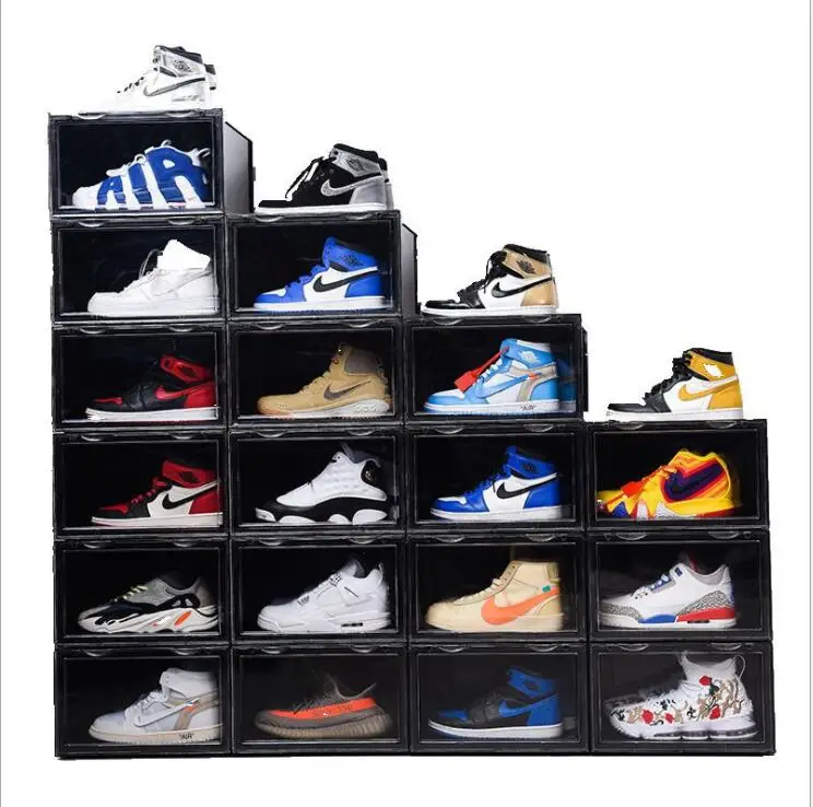 
wholesale organizer plastic collapsible transparent sport storage shoe box 