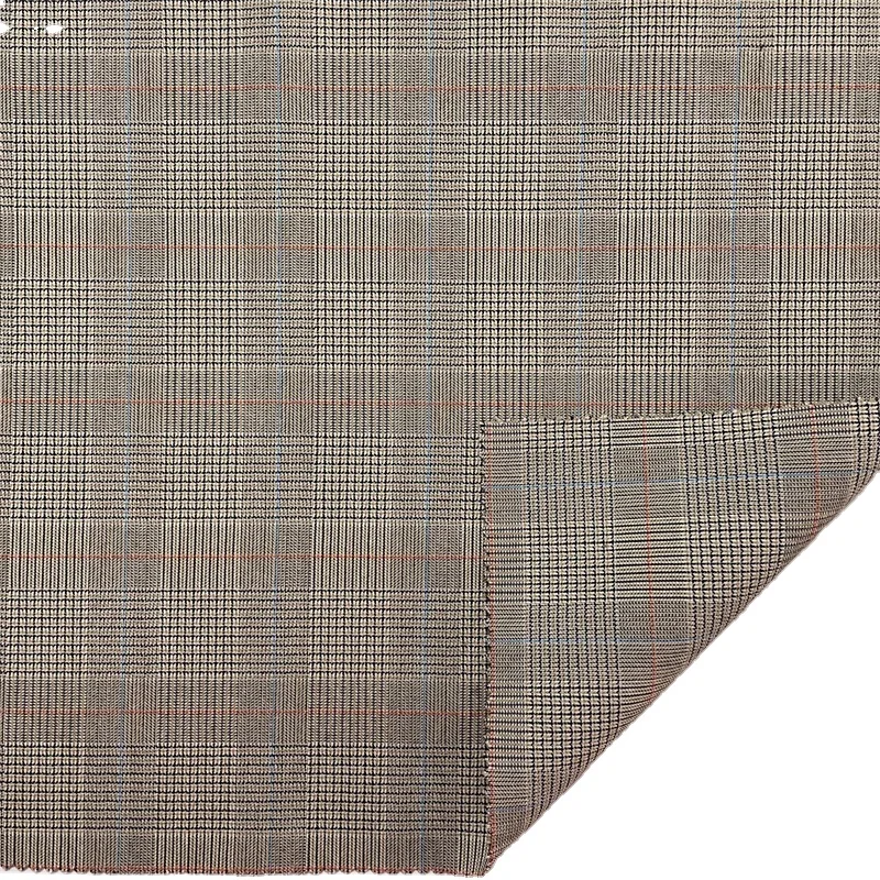 Sunplustex high quality polyester rayon spandex Elastic stripe TR yarn-dyed elastic check fabric for formal pant suit fabric