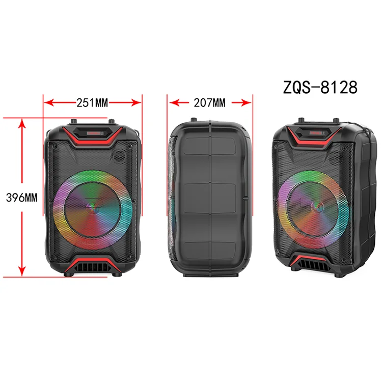  Promotion Latest 8 Inch ZQS8128 Outdoor Portable Speaker Mic Usb With 5V Rise Symphony Lights Direct