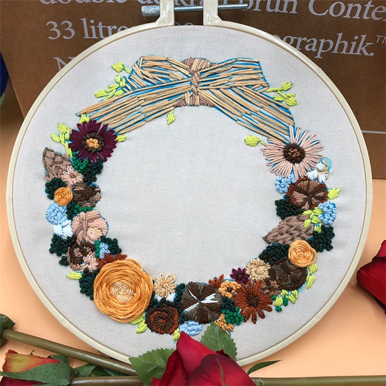 Drop Shipping Plant Flowers Factory Outlet Cross Stitch Embroidery Fabric