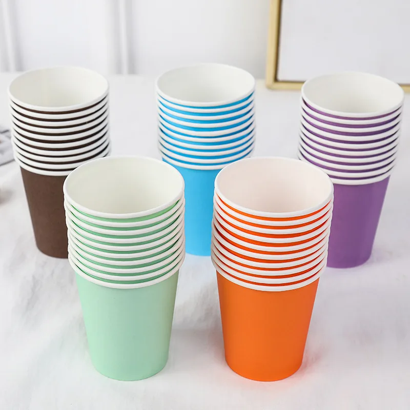Wholesale Birthday Colorful Paper Cups Disposable Paper Cups Party Drinking Cups