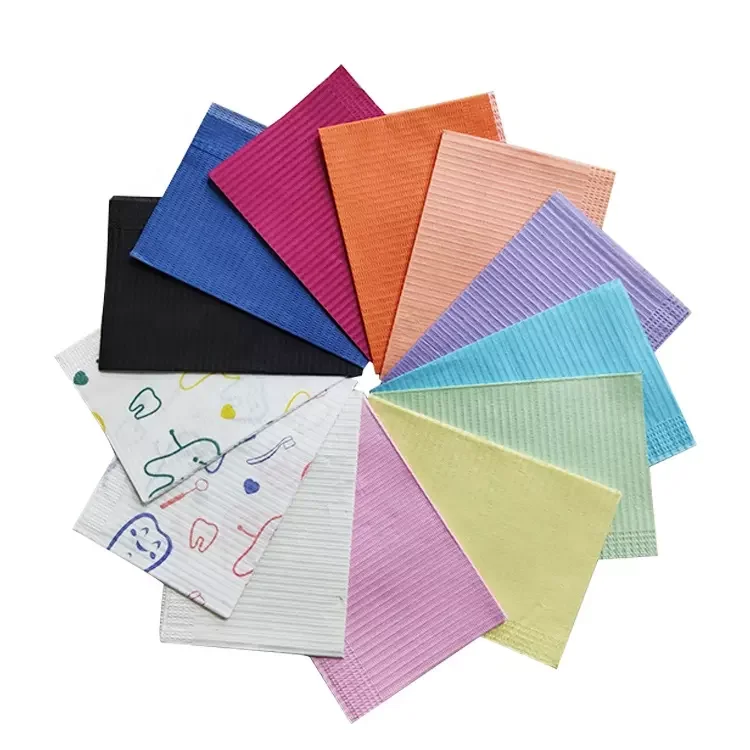 Professional dental bibs manufacturers pink disposable dental bib fabric patient paper towel