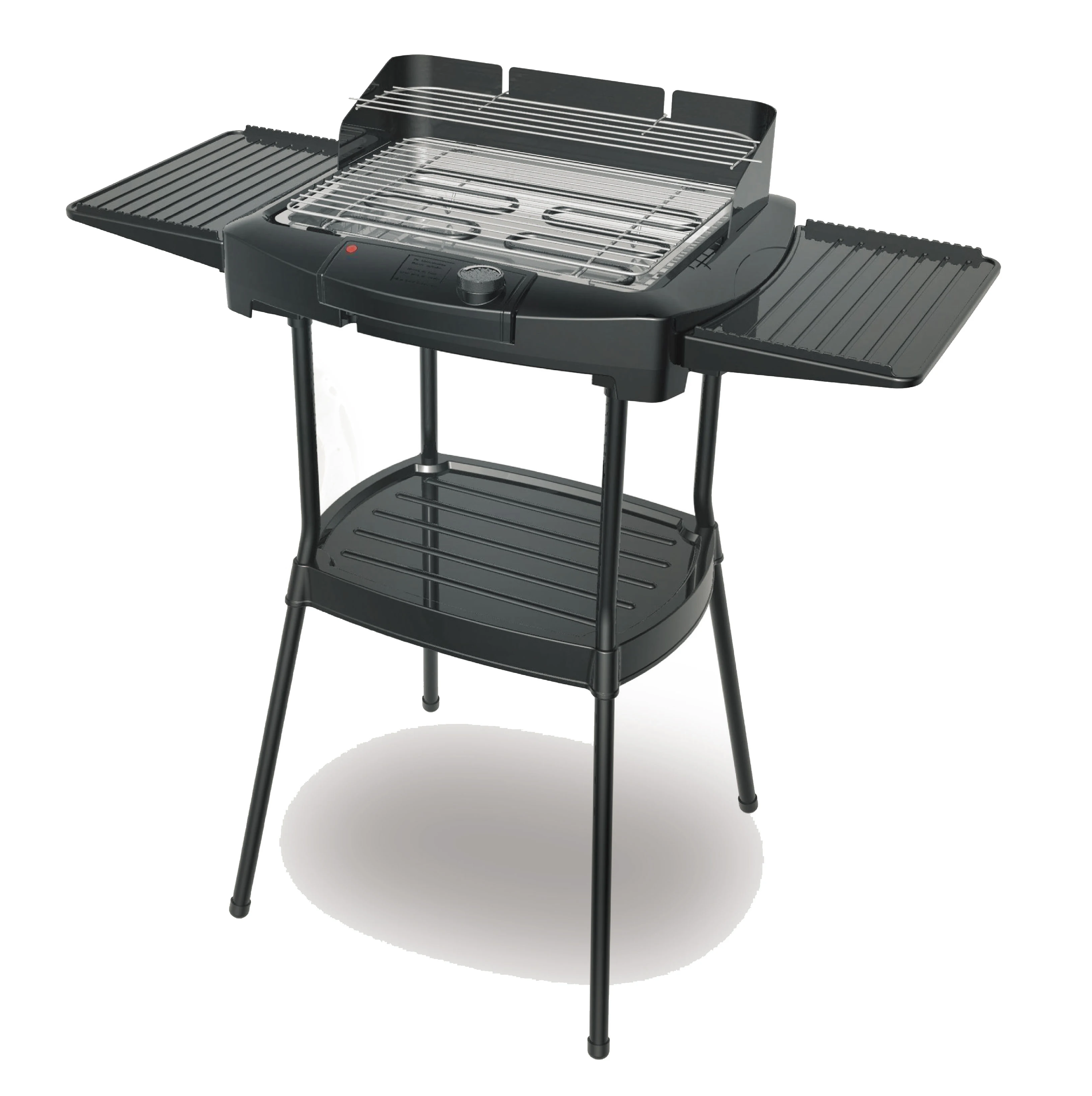 
Electric Indoor and Outdoor Party BBQ Grill with adjustable Thermostat Control, 2 Grill Racks, Grill Plate and Stand 