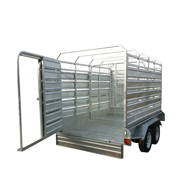 Farm tractor trailer cattle housing design with suspension system