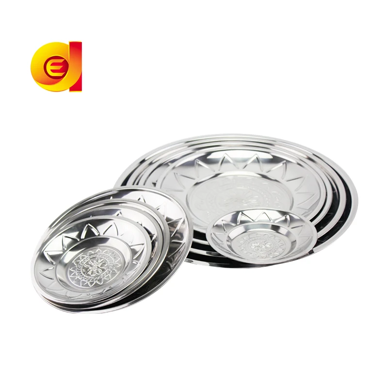 Multipurpose kitchenware 410 stainless steel round shape sunflowers  plates