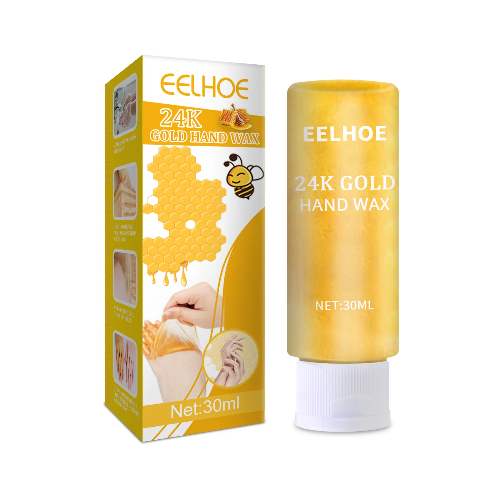 EELHOE Hand Remover Dead Skin Peel Mask Whitening Moisturizing Honey 24k Gold Exfoliating Hand Wax Peeling Mask