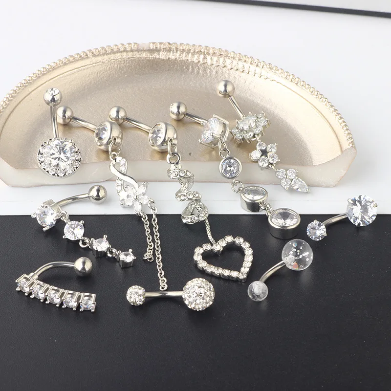 Wholesale navel button ringS medical surgery stainless steel circular barbell internal thread high quality piercing navel ring