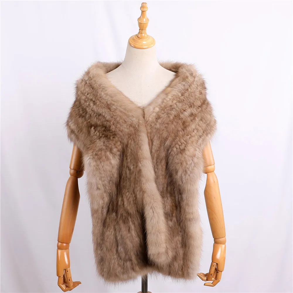 Высококачественный Женский вязаный шарф из 100% натурального соболиного меха, шарфы из натурального меха норки, женские модные зимние шарфы, Однотонный женский шарф