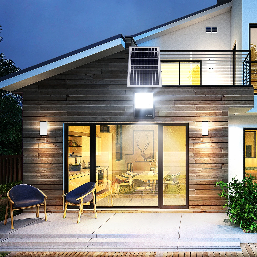 IP66 Outdoor Waterproof and Lightning Protection Solar Flood Light with Anti-shedding PC Glass Frame